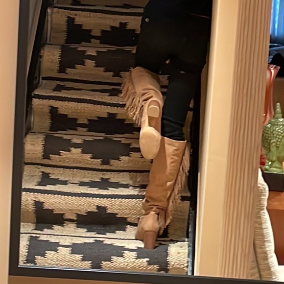 Sam Edelman vegan leather high fringe boot with stacked wood heel, rubber sole - Picture 4 of 16